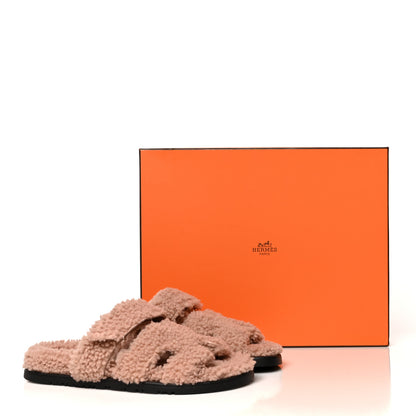 Hermes Woolskin Womens Chypre Sandals 37.5 Bois De Santal 8 of 8