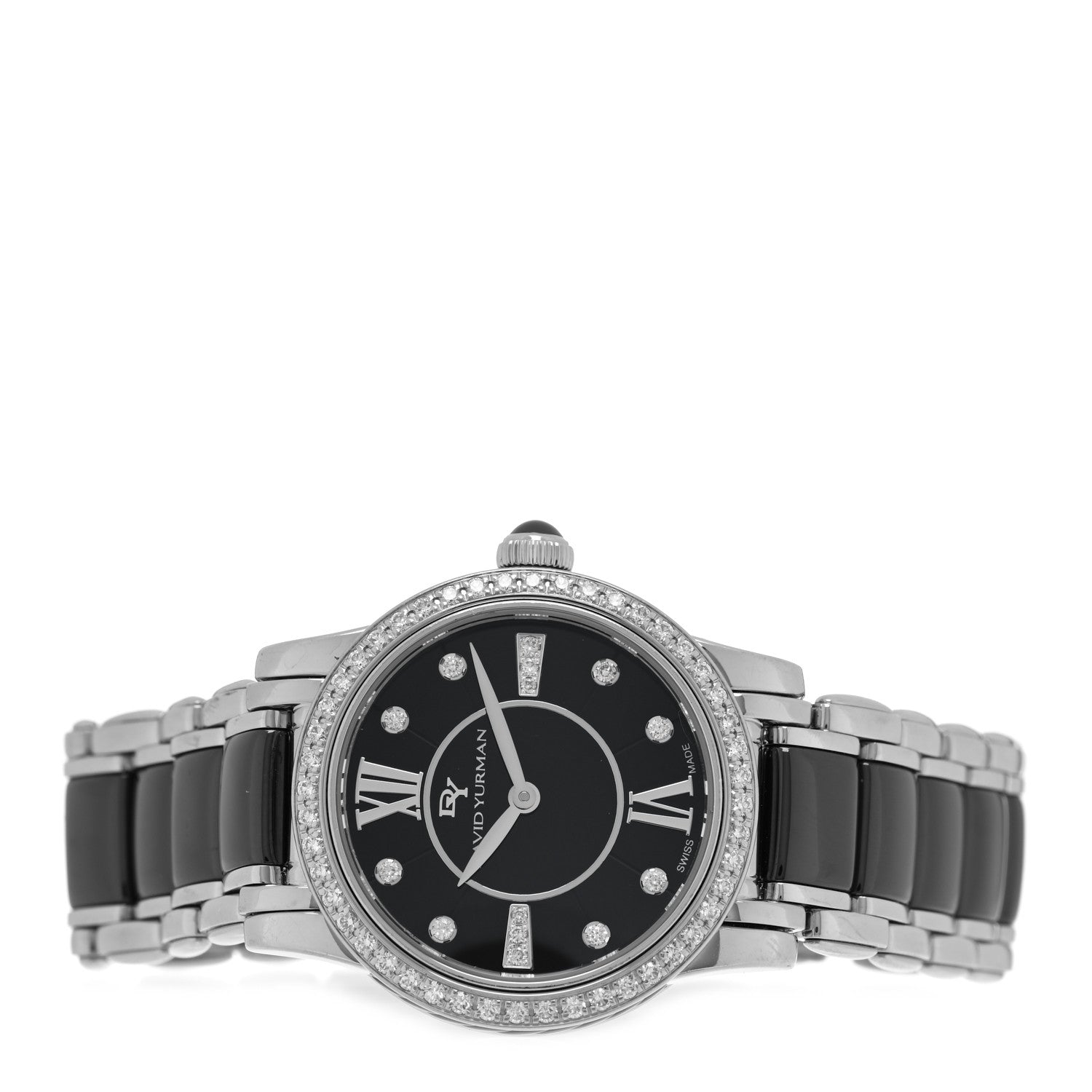 David Yurman Stainless Steel Ceramic Diamond Bezel 30mm Classic Quartz Watch Black 2 of 5