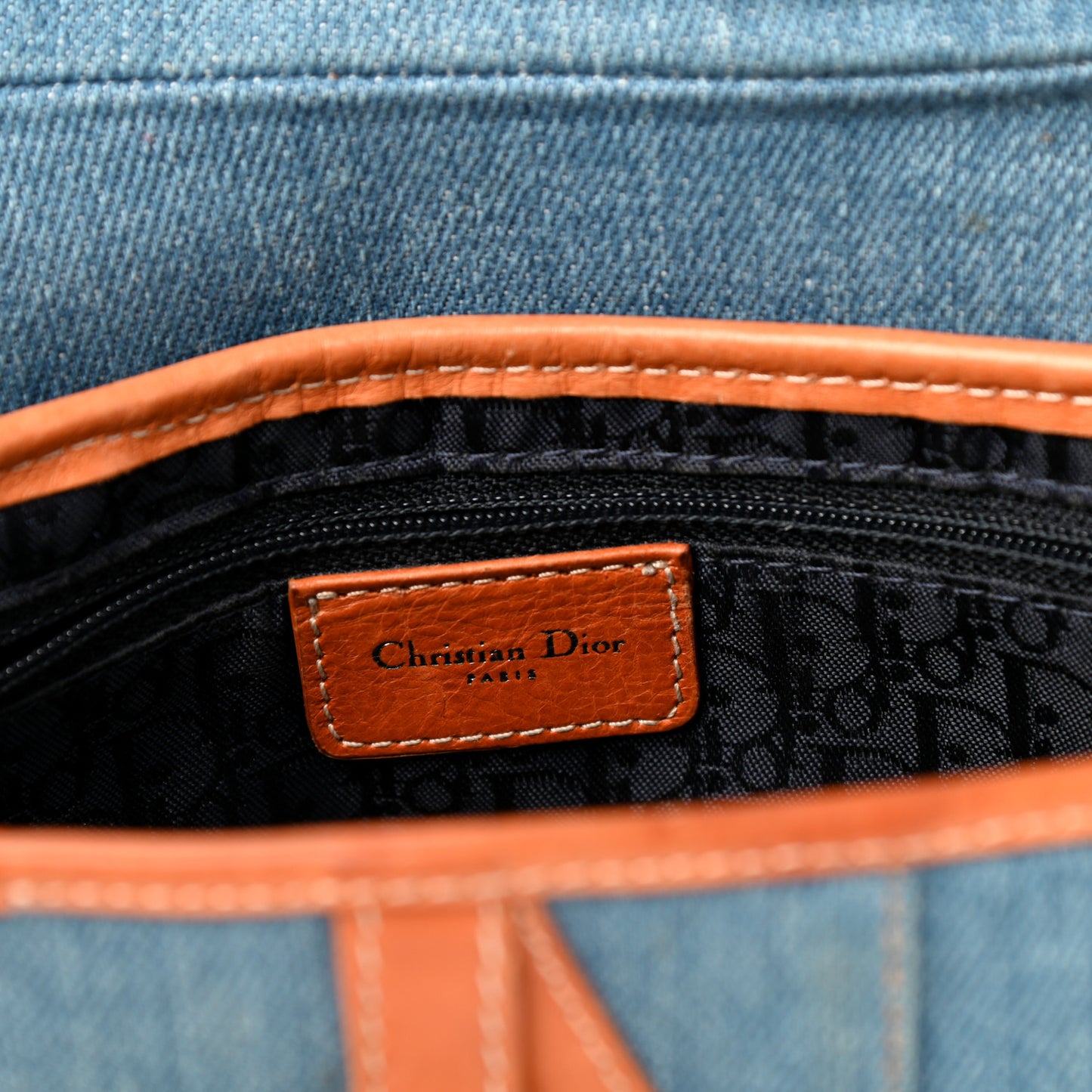 Denim Embroidered Saddle Bag Blue