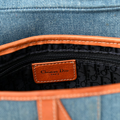 Christian Dior Denim Embroidered Saddle Bag Blue 6 of 11