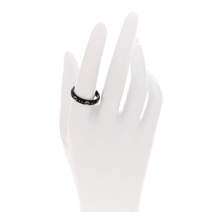 Gucci 18K Yellow Gold Synthetic Corundum Icon Ring 58 8.25 Black 2 of 6