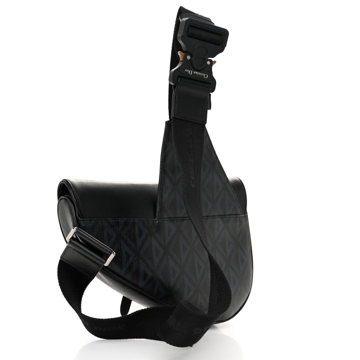 Christian Dior Smooth Calfskin Canvas CD Diamond Mens Saddle Bag Black 3 of 11