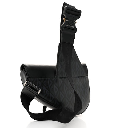 Christian Dior Smooth Calfskin Canvas CD Diamond Mens Saddle Bag Black 3 of 11