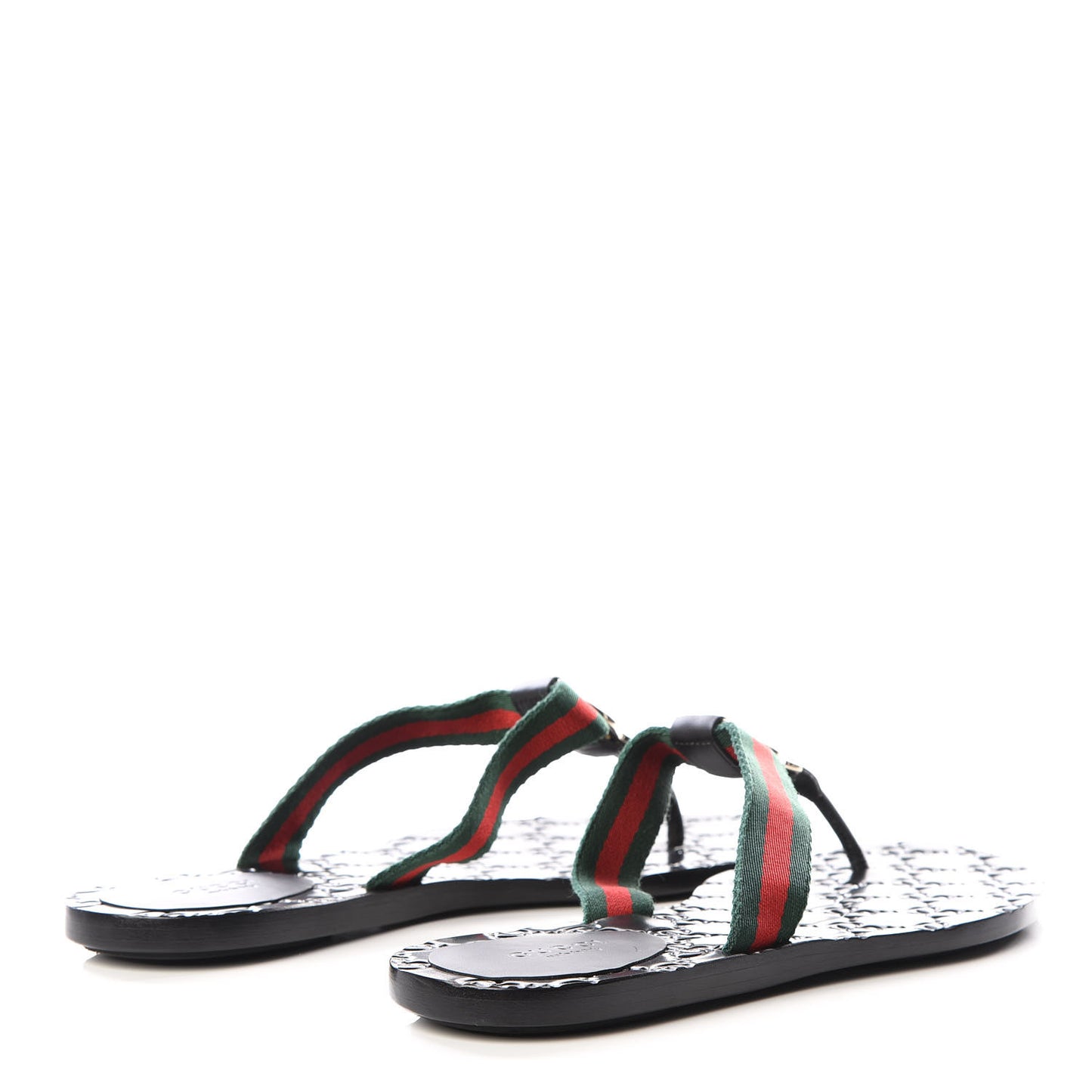 Nylon Guccissima Web Womens Thong Sandals 38 Green Red Black