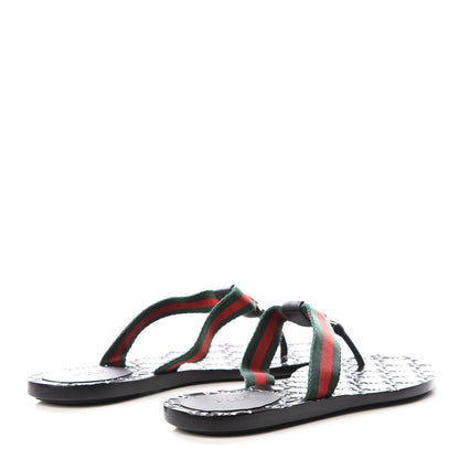 Gucci Nylon Guccissima Web Womens Thong Sandals 38 Green Red Black 4 of 7