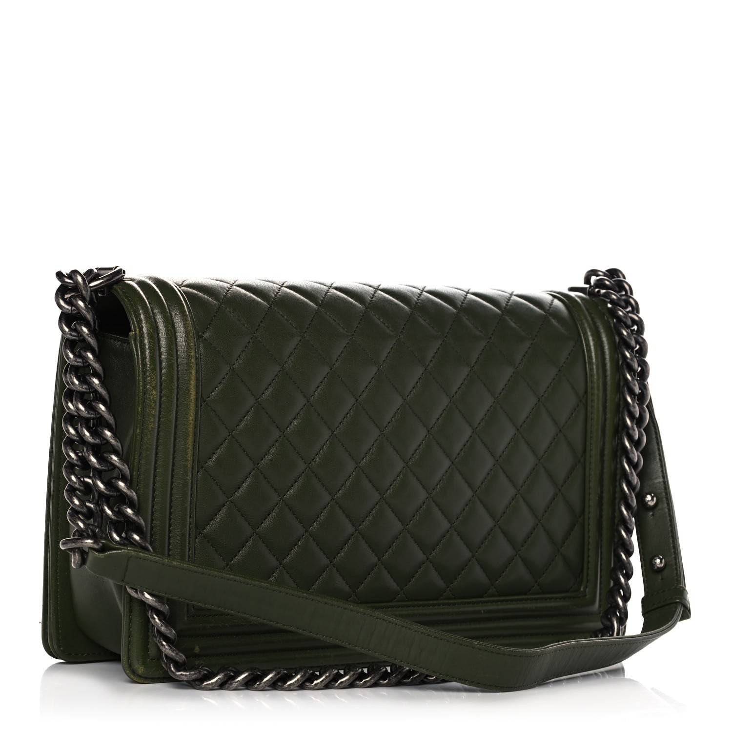 Chanel Lambskin Quilted New Medium Boy Flap Dark Green 3 of 16