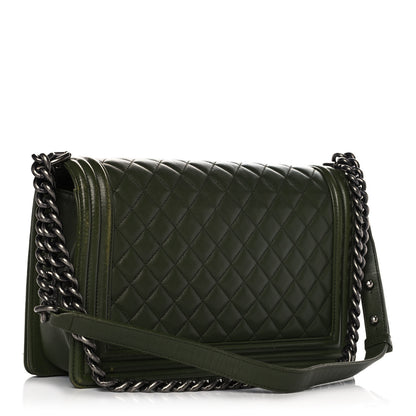 Chanel Lambskin Quilted New Medium Boy Flap Dark Green 3 of 16