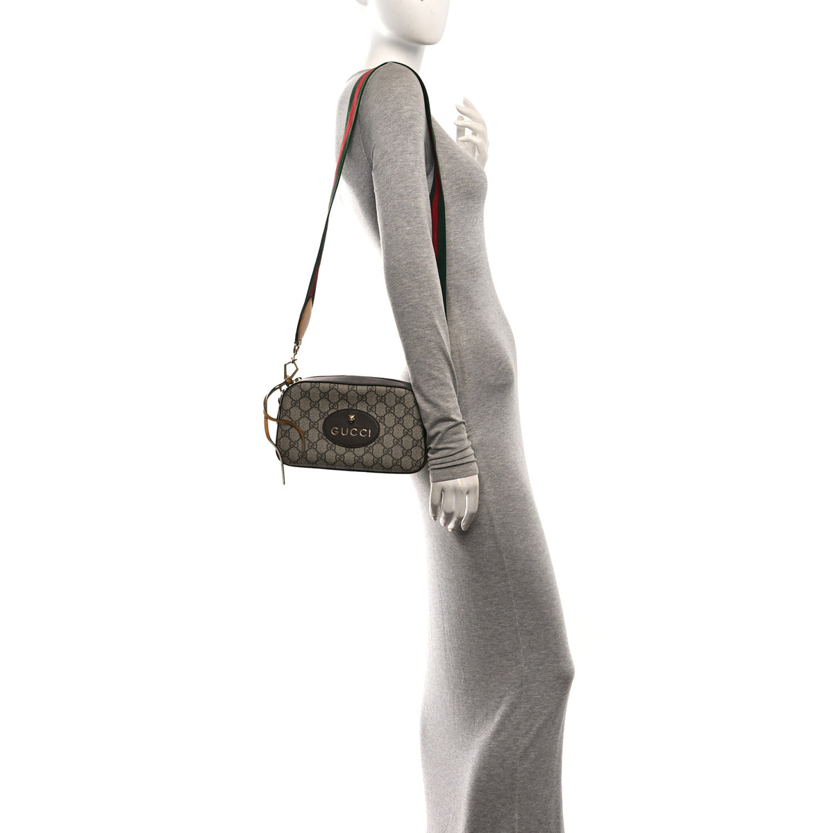 GG Supreme Monogram Web Neo Vintage Shoulder Bag Beige New Acero Crop