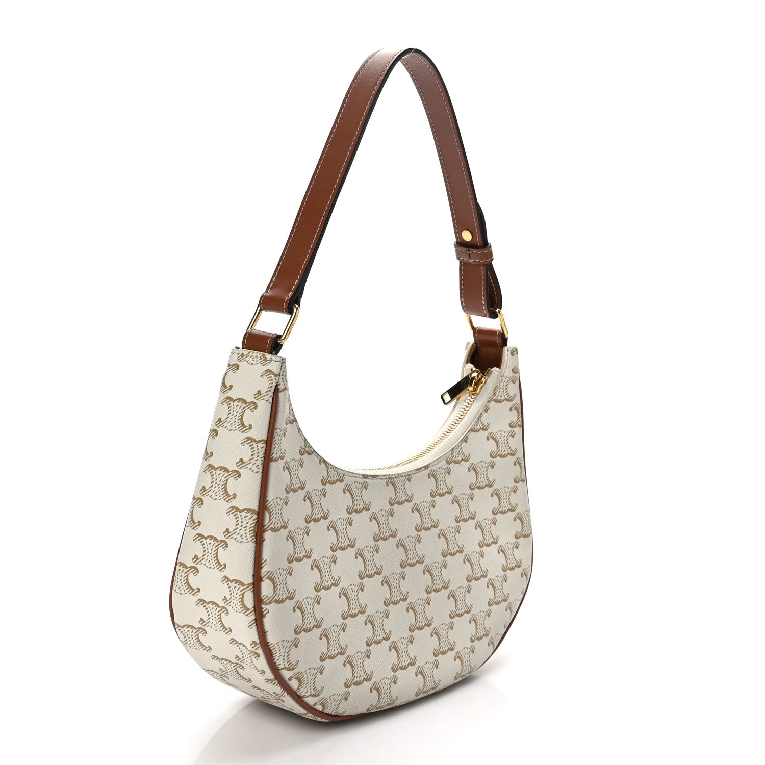 Celine Canvas Calfskin Ava Triomphe Shoulder Bag White 2 of 7