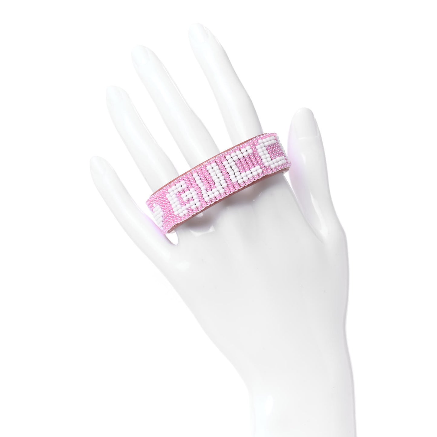 Calfskin Beaded Logo Bracelet S Pink