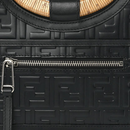 Fendi Vitello Century Wicker FF 1974 Embossed Small Runaway Shopper Tote Black 9 of 12