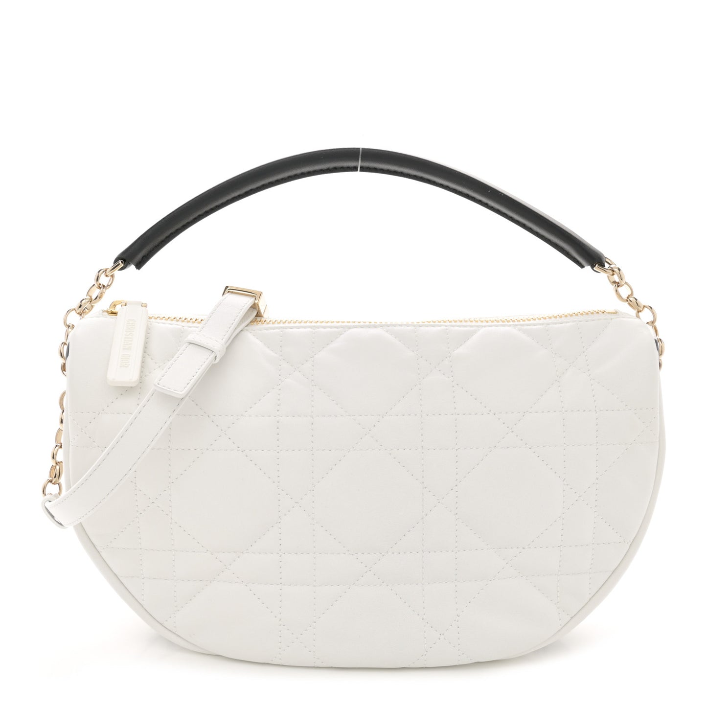 Lambskin Cannage Medium Dior Vibe Hobo Bag White