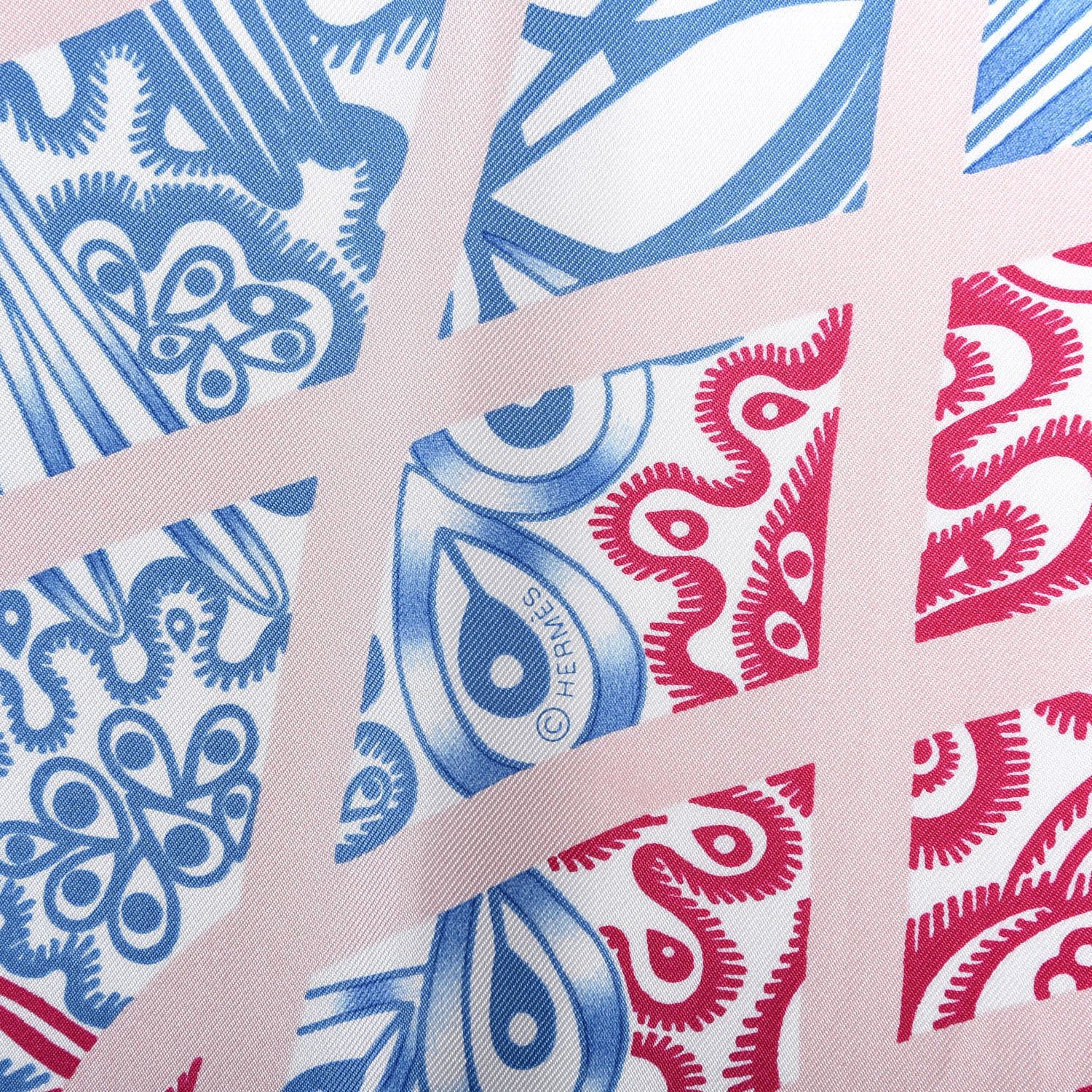 Hermes Silk Reverie Solitaire Scarf 90 Rose Pale Bleu Fuchsia 6 of 6