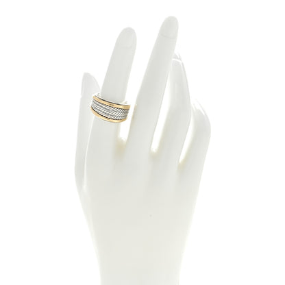 David Yurman Sterling Silver 18K Yellow Gold 14mm Wheaton Three Row Cable Band Ring 53 6.25 2 of 4