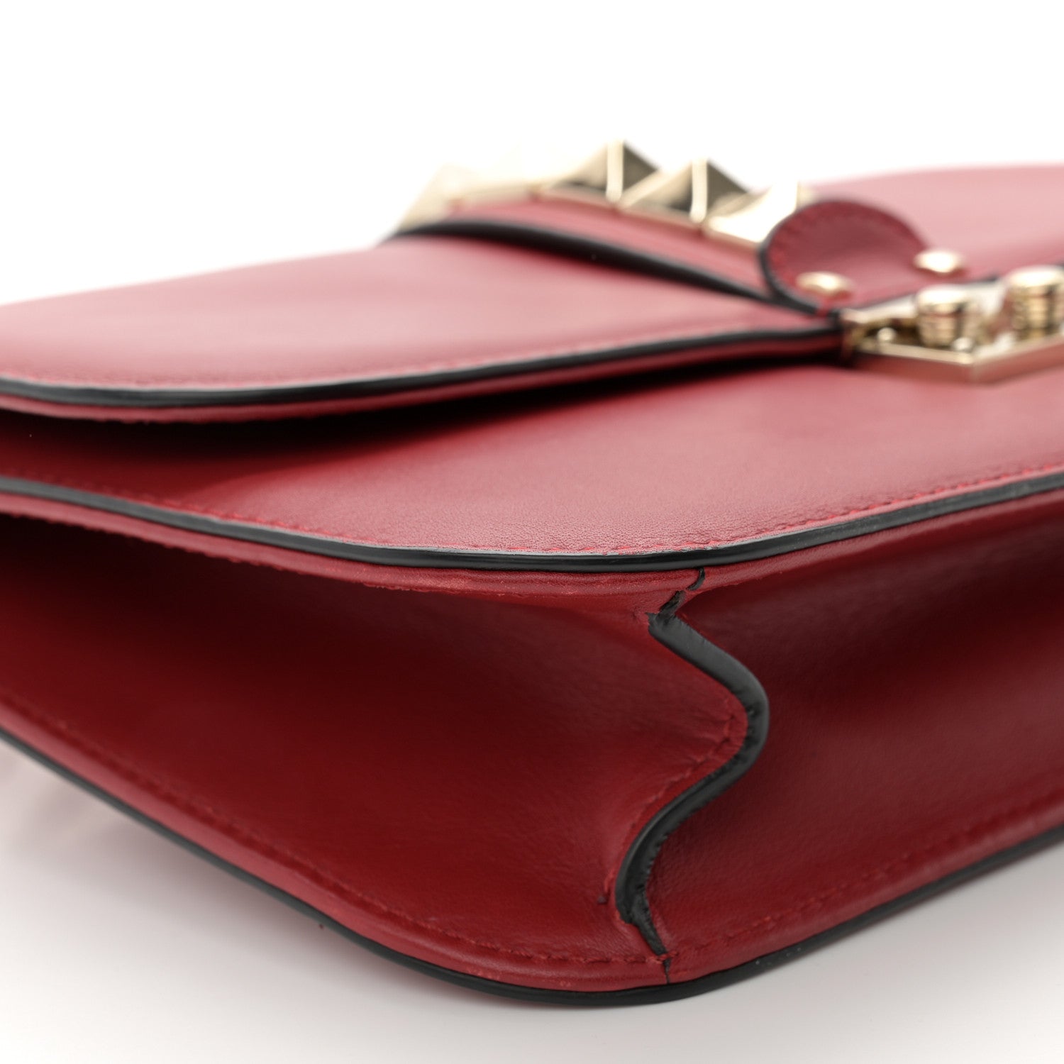 Valentino Garavani Vitello Medium Glam Lock Rockstud Flap Red 8 of 13