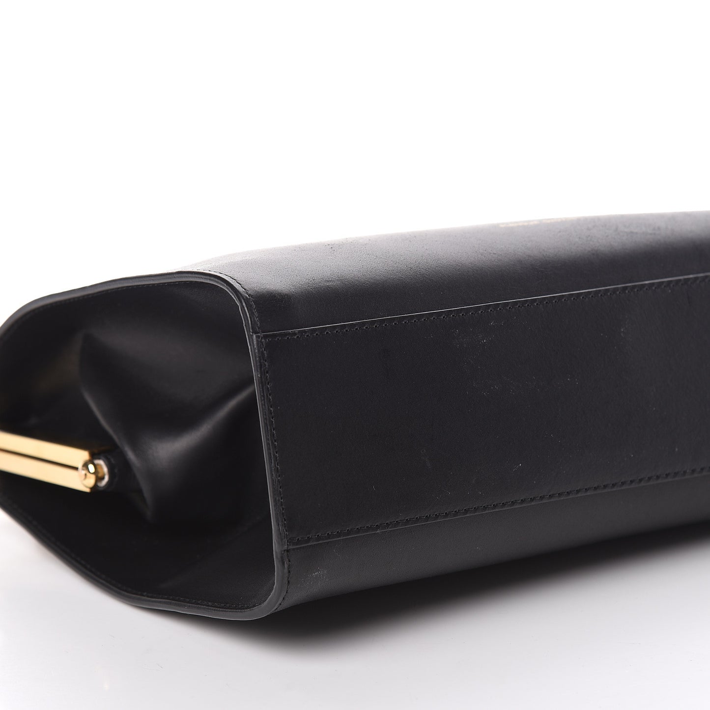 Vegetable Tanned Calfskin Elegant Top Handle Bag Black