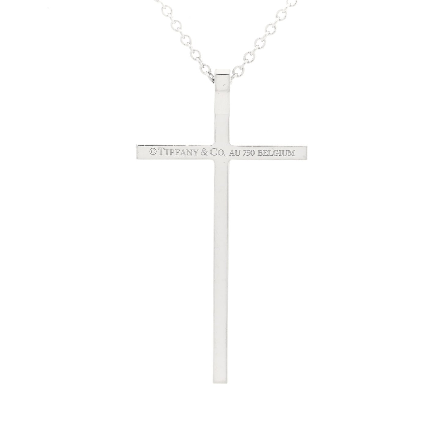 18K White Gold Diamond Metro Cross Pendant Necklace
