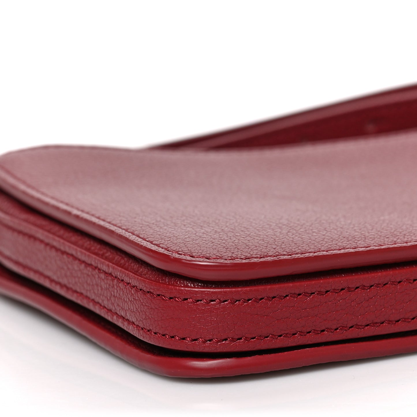 Grainy Goatskin Triple Zip Crossbody Bag Crimson