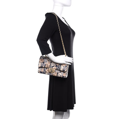 Chanel Nylon Quilted Medium Cat Emoticon Double Flap Navy Gold 2 of 13