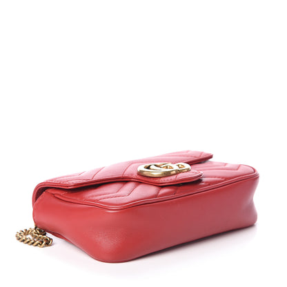 Gucci Calfskin Matelasse Super Mini GG Marmont Shoulder Bag Hibiscus Red 3 of 8