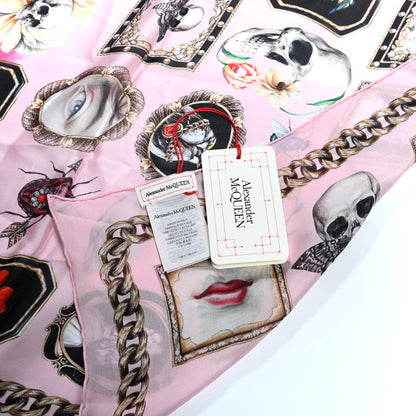 Alexander McQueen Silk Cameo and Curiosity Scarf Bordeaux Pink 2 of 6