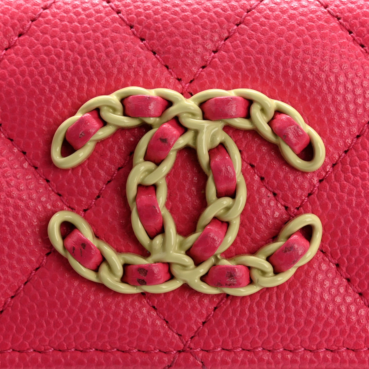 Chanel Caviar Quilted Chanel 19 Flap Card Holder Wallet Dark Pink 11 of 11
