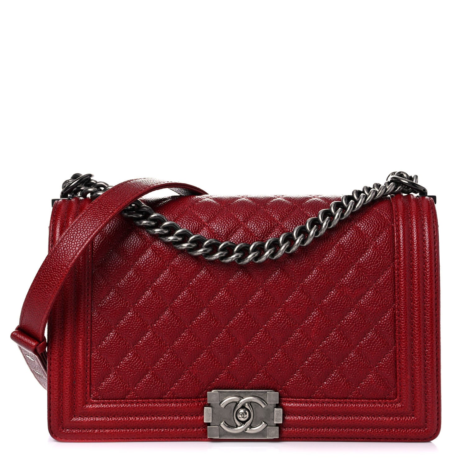 Chanel Caviar Quilted New Medium Boy Flap Dark Red 1 of 10