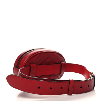 Gucci Calfskin Matelasse GG Marmont Belt Bag 75 30 Hibiscus Red 3 of 12