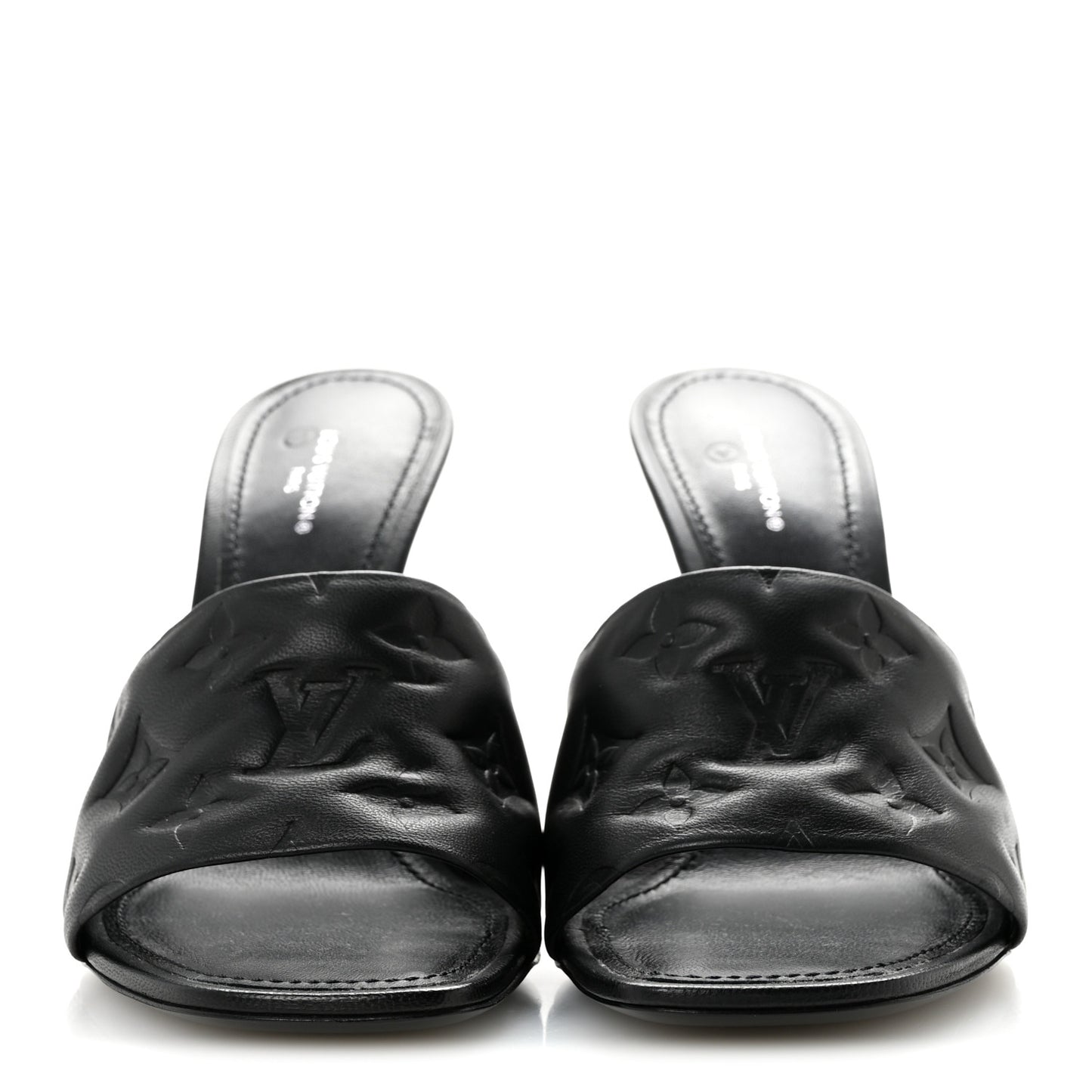 Lambskin Embossed Monogram Revival High Heel Mules 39 Black