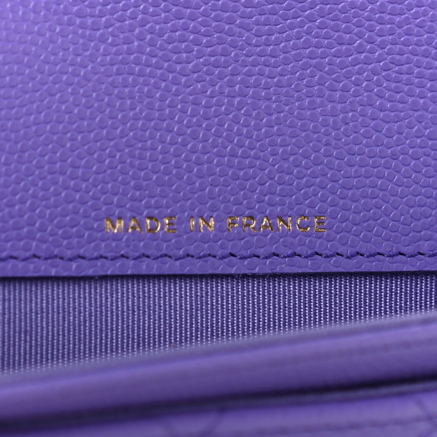 Caviar Quilted Flap Card Holder Wallet Purple