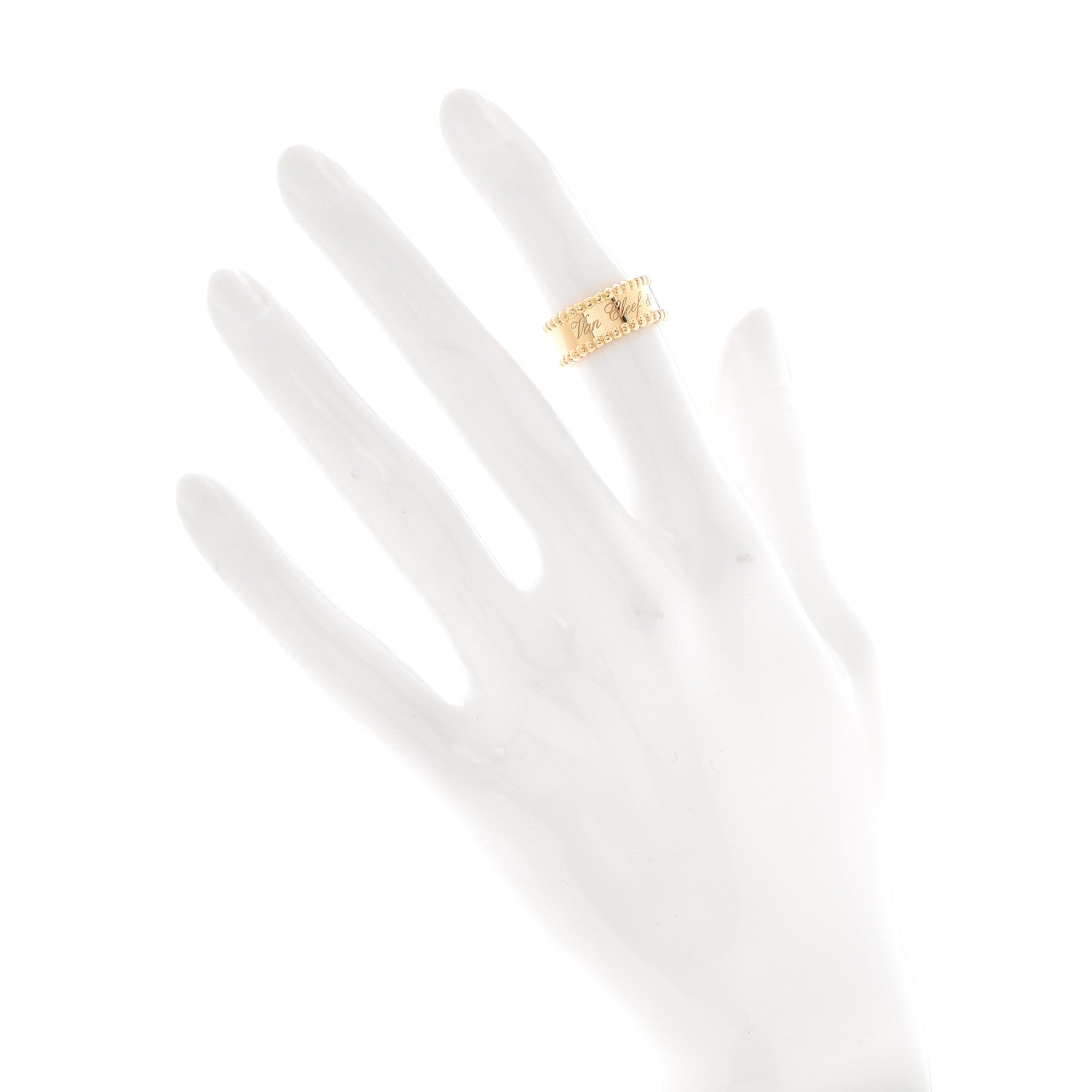 Van Cleef & Arpels 18K Yellow Gold Perlee Signature Ring 46 3.75 2 of 6