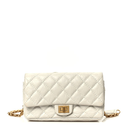 Chanel Aged Calfskin Quilted 2.55 Reissue Flap Belt Bag Clutch White 1 of 9