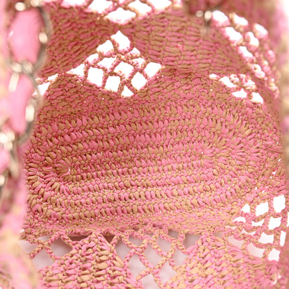 Chanel Raffia Effect Braided Small Shopping Bag Beige Pink 6 of 11