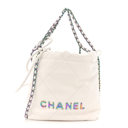 Chanel Shiny Calfskin Quilted Rainbow Mini Chanel 22 White 1 of 10