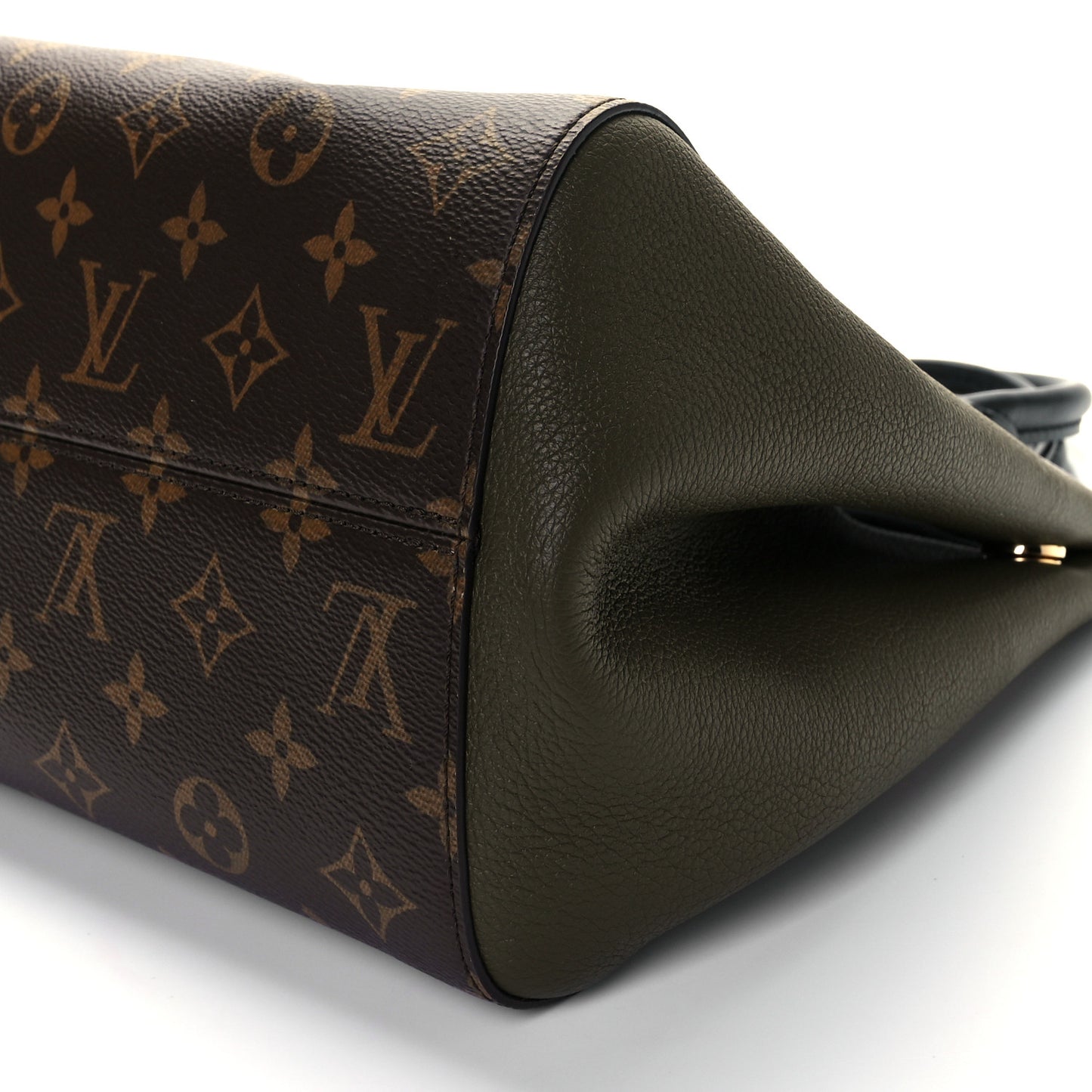Calfskin Monogram Fold Tote PM Cream Khaki Black