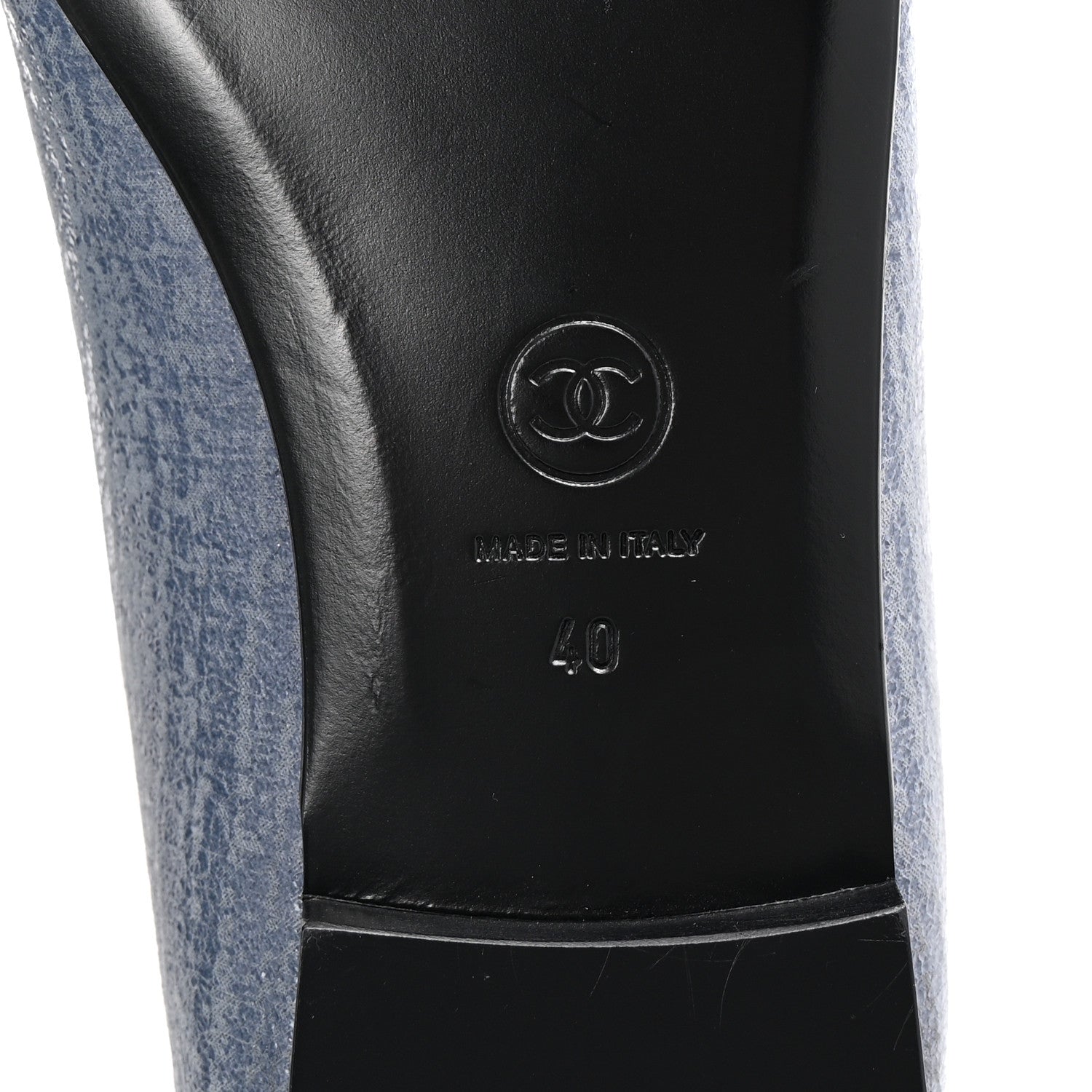 Chanel Iridescent Calfskin Cap Toe CC Ballerina Flats 40 Blue 7 of 9