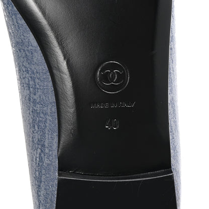 Chanel Iridescent Calfskin Cap Toe CC Ballerina Flats 40 Blue 7 of 9