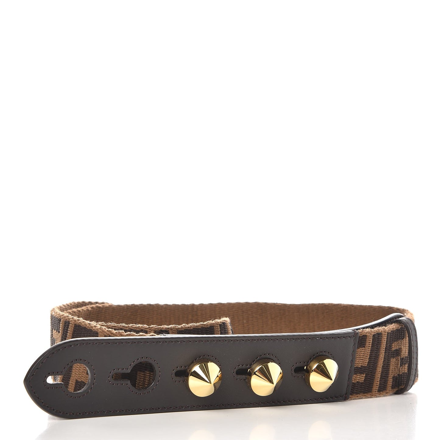 Ribbon Vitello Century FF 1974 Studded Strap You Fango Marrone Ebano