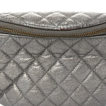 Chanel Metallic Calfskin Quilted Banane Waist Bag Fanny Pack Dark Silver 7 of 14