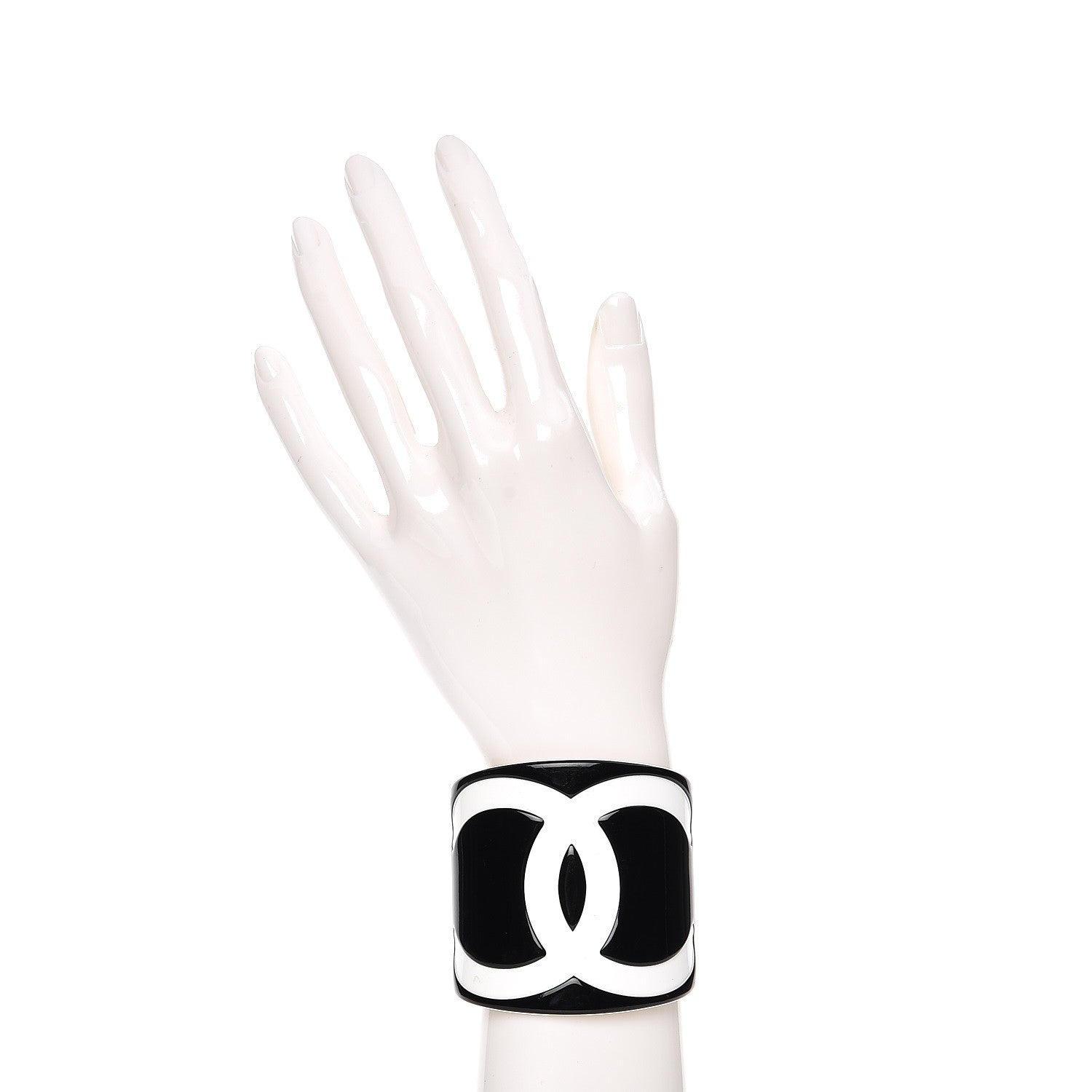 Chanel Resin CC Wide Cuff Black White 2 of 4