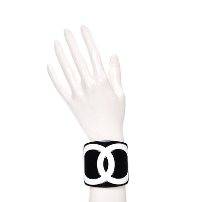 Chanel Resin CC Wide Cuff Black White 2 of 4