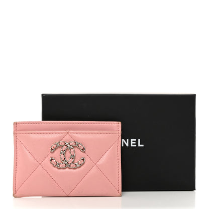 Chanel Lambskin Quilted Chanel 19 Card Holder Light Pink 13 of 13