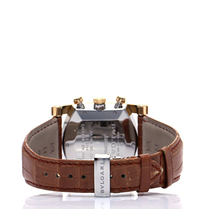 Bulgari Stainless Steel 18K Yellow Gold Alligator 38mm Assioma Chronograph Automatic Watch 3 of 5
