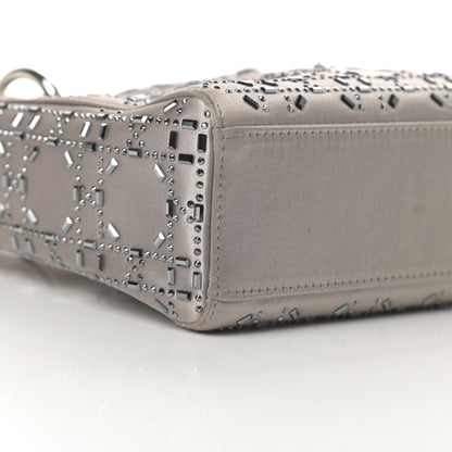 Christian Dior Satin Crystal Cannage Mini Lady Dior Gray 9 of 13