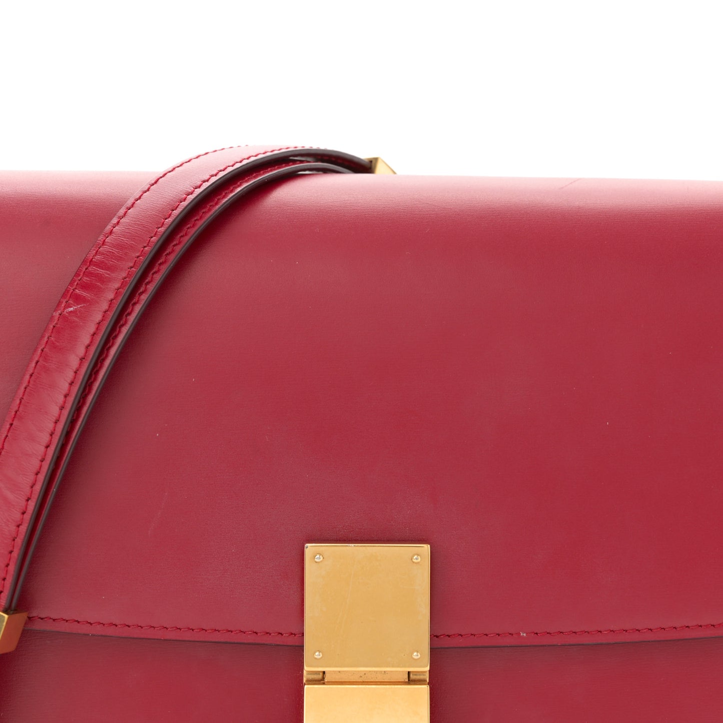 Box Calfskin Medium Classic Box Flap Bag Red