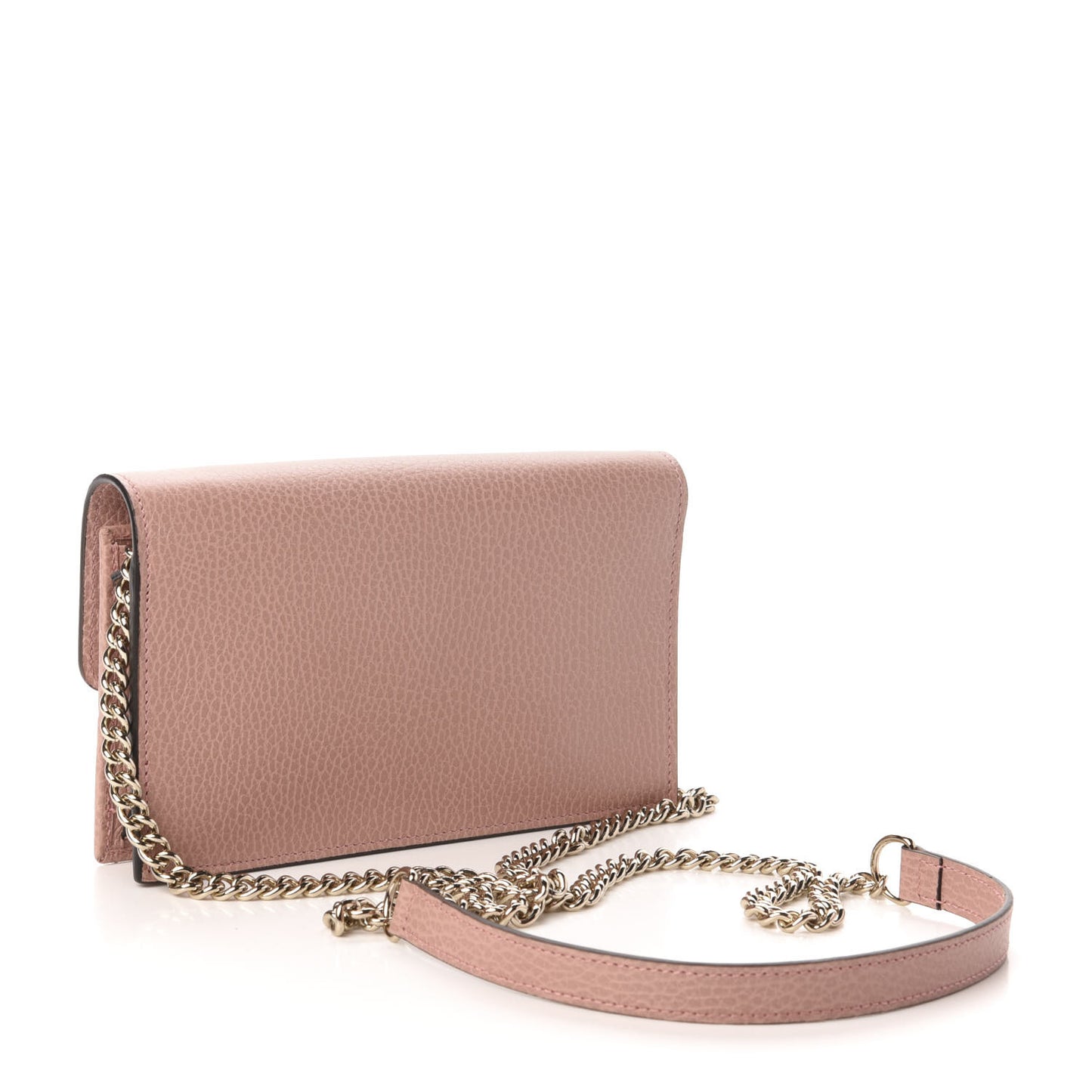 Dollar Calfskin Interlocking G Chain Wallet Soft Pink