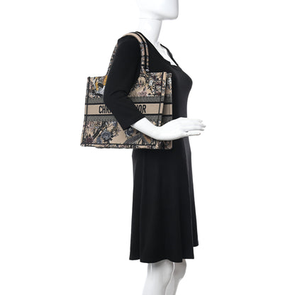 Christian Dior Canvas Embroidered Jardin D'Hiver Medium Book Tote Beige Multicolor 2 of 9