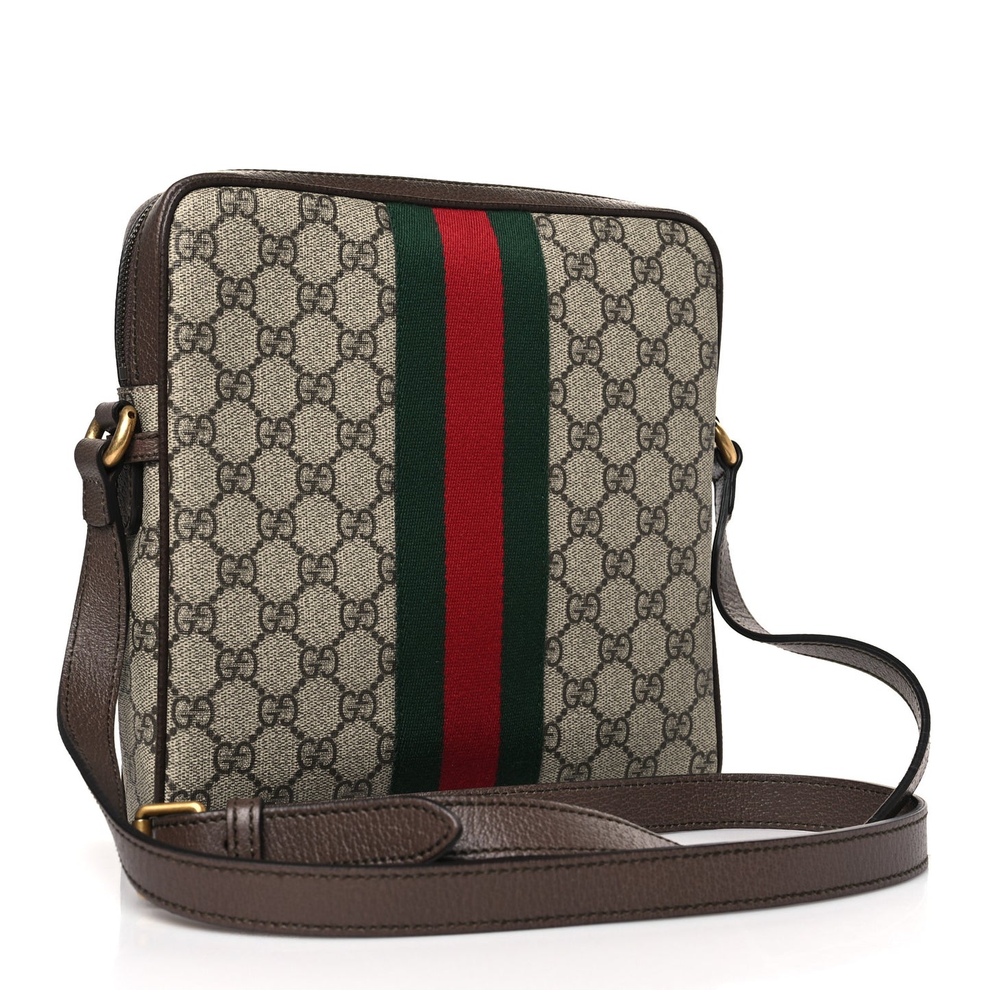 GG Supreme Monogram Web Small Ophidia Messenger Bag Brown