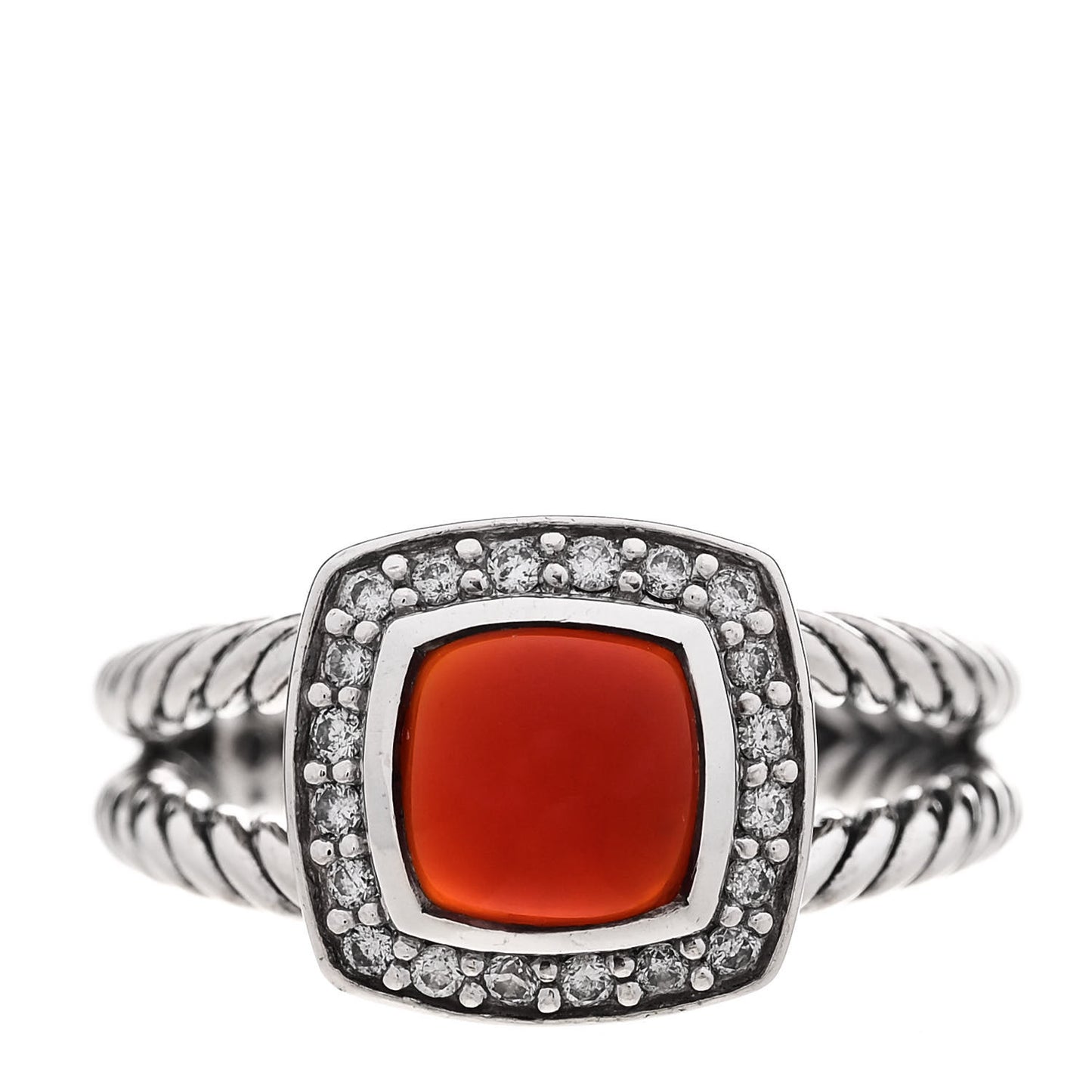 Sterling Silver Diamond Carnelian 7mm Petite Albion Ring 52 6