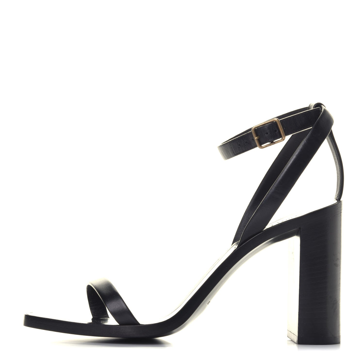 Saint Laurent Calfskin Loulou Ankle Strap Sandals 37.5 Black 1 of 9